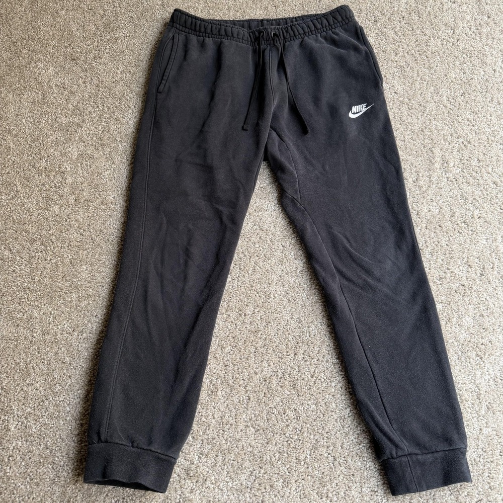 Nike Sweatpants Mens Medium Black Fleece Elastic Waist Pockets Tapered Joggers